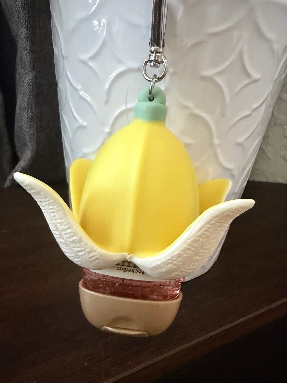 Bath & Body Works Yellow Banana Silicone Keychain with White Peel Detail